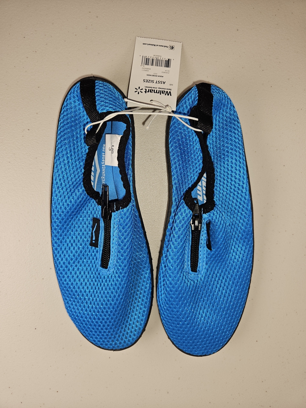 Wave Runner Walmart Kids Blue Water Shoes Lightweight Slip-On Swim Shoes Size 3